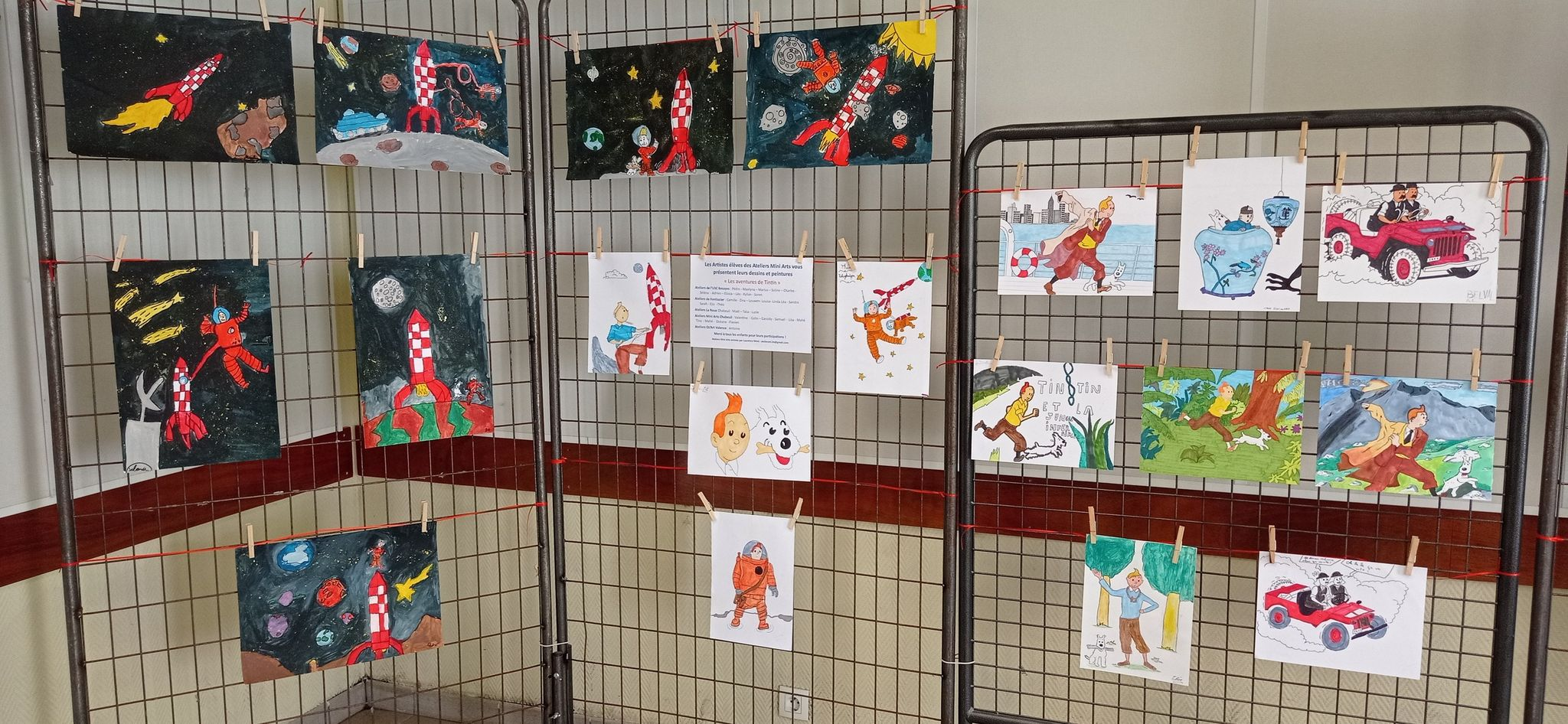DESSINS DES ATELIERS EXPOSES LORS DU FESTIVAL TINTIN DU 03 AU 04 JUIN SALLE CLUNY A CHABEUIL