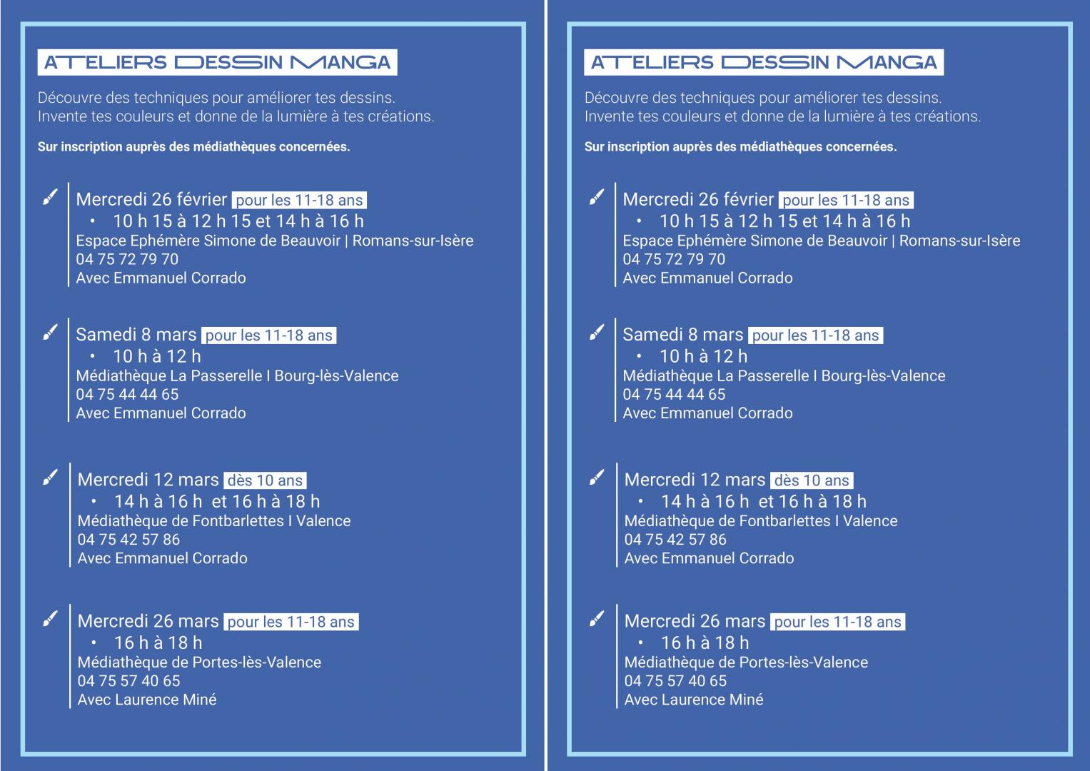 ATELIER DESSIN MEDIATHEQUE DE PORTES LES VALENCE